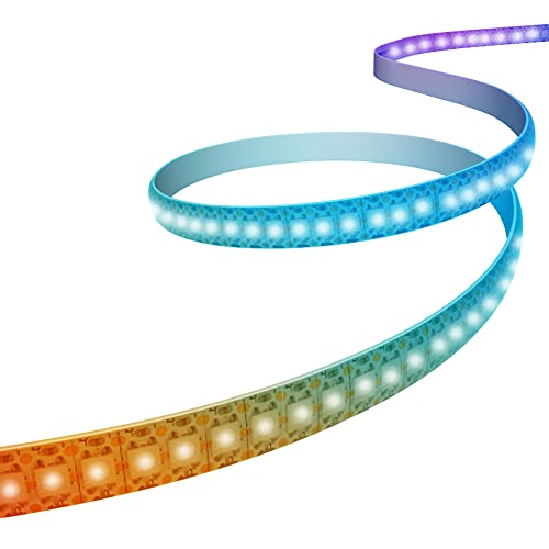 CUQI WS2812B LED Streifen, Individuell Adressierbar 5050 SMD 256 RGBIC LED Stripe für DIY-Design und Heimdekoration(Weiß, 144LEDs/1M) von CUQI