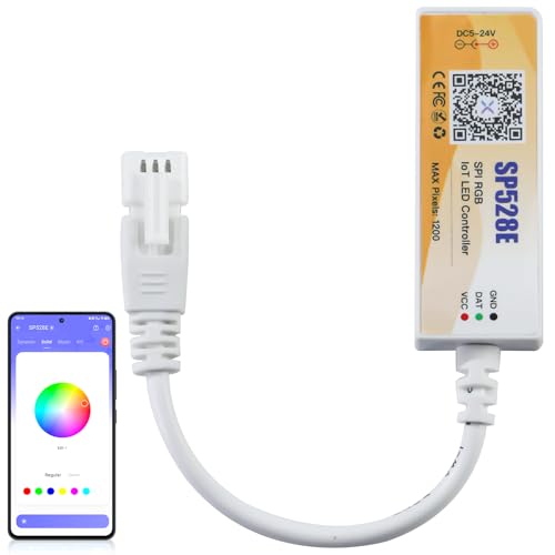 SP528E Bluetooth WS2812B WS2811 Controller, Alexa/Google Home Sprachsteuerung, Smart Phone APP Steuerung für Adressierbare RGB LED Streifen von CUQI