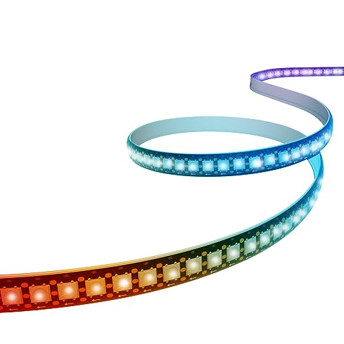 CUQI WS2812B LED Streifen, Individuell Adressierbar 5050 SMD 256 RGBIC LED Stripe für DIY-Design und Heimdekoration(Schwarz, 144LEDs/1M) von CUQI