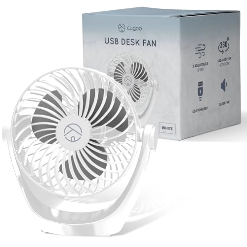 CUQOO USB-Schreibtischventilator – 360° drehbarer USB-betriebener tragbarer kleiner Desktop-Ventilator mit 3 Geschwindigkeiten, leistungsstark, leicht und kompakt, Kühlung für Zuhause, Büro CUQOO USB-Schreibtischventilator – 360° drehbarer USB-betriebener tragbarer kleiner Desktop-Ventilator mit 3 Geschwindigkeiten, leistungsstark, leicht und kompakt, Kühlung für Zuhause, Büro von CUQOO