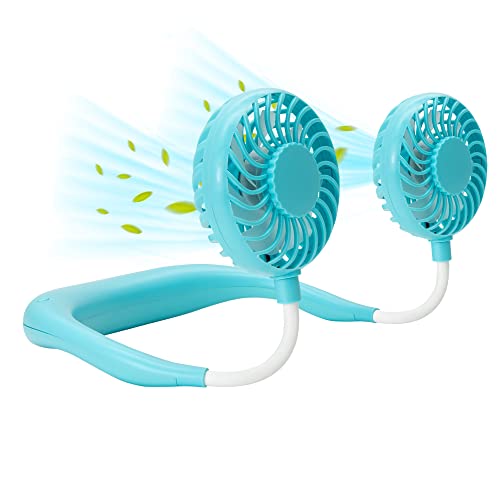 Cuqoo Halsventilator Wiederaufladbar - Tragbares Freisprech-Kühlgerät mit 3 Geschwindigkeiten, 360° Luftstrom & Doppelpropeller - Leiser persönlicher Ventilator - Leicht & Faltbar für Reisen, Büro von CUQOO