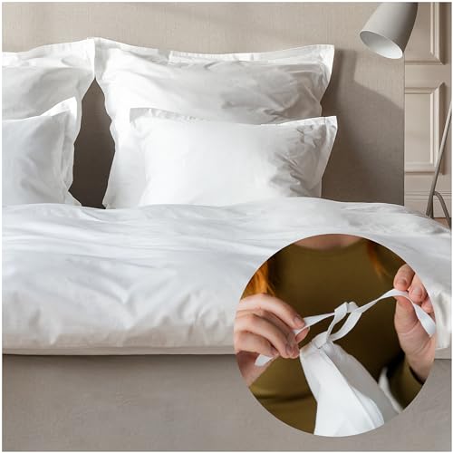 CURA - Bezug für Gewichtsdecke 150x210 cm - 100% Baumwolle Bettwäsche - Weiß - Made in Portugal - Bettbezug für Therapiedecke - verhindert Verrutschen von CURA