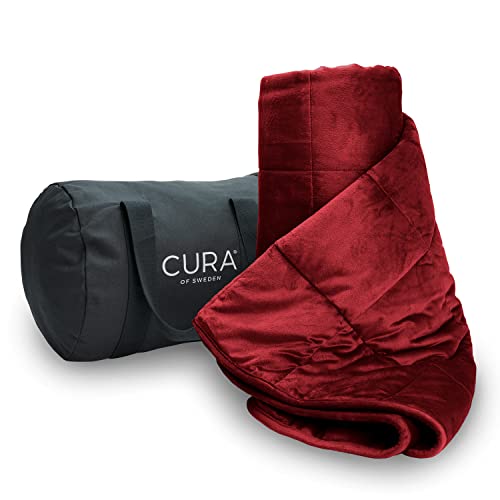 CURA Gewichtsdecke fürs Sofa 6kg - Tägliche Tiefenentspannung - Ideale Sofadecke Wohndecke o. Couchdecke - Kuscheldecke XXL 140x200cm Therapiedecke - Schwere Decke für Sofa - Weighted Blanket Maroon von CURA