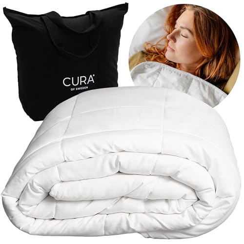 CURA Pearl Classic Gewichtsdecke 150x210 5kg - Anti Stress Therapiedecke - Schwere Decke für tiefen Schlaf und bessere Erholung - Schwere Bettdecke aus 100% Baumwolle - Heavy Weighted Blanket von CURA