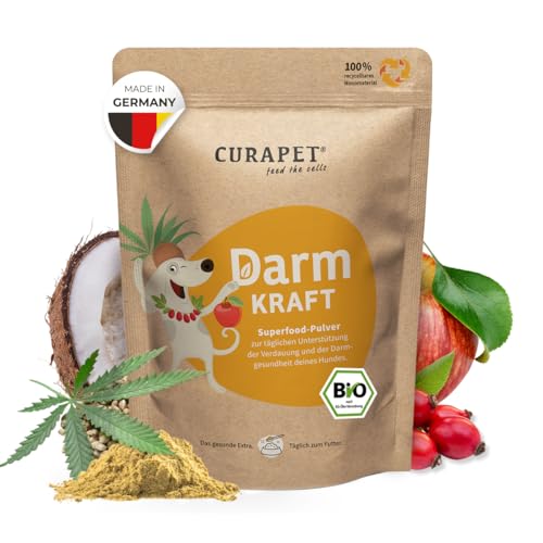 Bio Darmpulver für Hunde - CURAPET - mit Probiotika & Präbiotika: unterstützt die Verdauung, Darmflora & Darmsanierung bei Hunden. – max. 80 Portionen von CURAPET