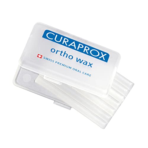 Curaprox Ortho-Wax, transparente und geschmacksneutraler Wachs im handlichen Etui, Reinigung von Brackets und Zahnspangen, Box mit 7 Wachsstreifen von CURAPROX