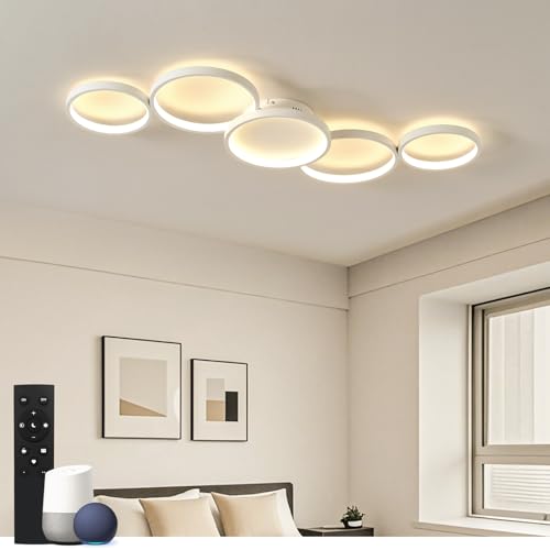 CURBEL LED Deckenleuchte Dimmbar mit Fernbedienung - Modernes Design Deckenlampe, 50W 6000LM, 3000K-6500K Farbtemperatur, Kompatibel mit Alexa & Google Assistant, für Wohnzimmer & Schlafzimmer von CURBEL