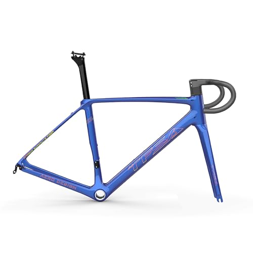 700C 48/51/54/56cm Carbon Rennrad-Rahmensatz Rennrad Rahmen Leichter Rahmen Steckachse Interne Verlegung Steckachse Rahme(Blue,56cm) von CURBX