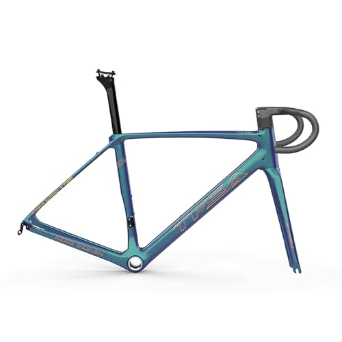 700C 48/51/54/56cm Carbon Rennrad-Rahmensatz Rennrad Rahmen Leichter Rahmen Steckachse Interne Verlegung Steckachse Rahme(Green,48cm) von CURBX