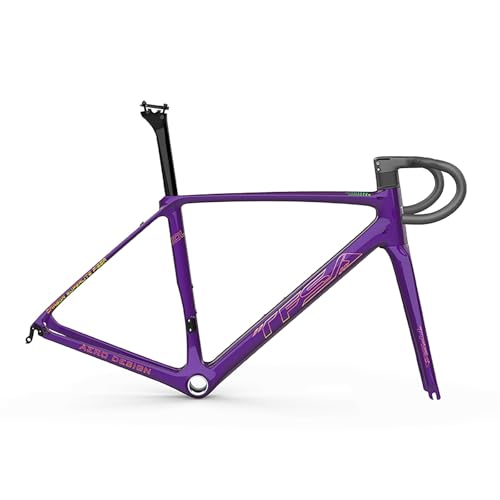 700C 48/51/54/56cm Carbon Rennrad-Rahmensatz Rennrad Rahmen Leichter Rahmen Steckachse Interne Verlegung Steckachse Rahme(Purple,48cm) von CURBX