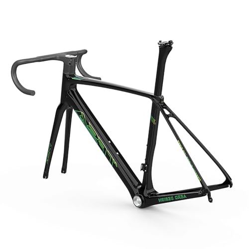 700C 48/51/54/56cm Rennrad Carbon-Rahmensatz Carbonfaser Felgenbremsrahmen Fahrradrahmen Windbreaker-Rahmen Schnellspanner Rahmen(Black 2,51cm) von CURBX