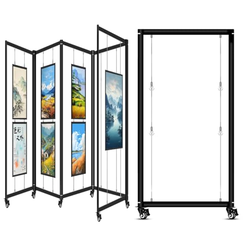 Freistehender Präsentationsständer Für Kunstausstellungen, Tragbarer Messestand Mit Haken Und Drahtseil, Foto-Präsentation, Für Kunstgalerie, Handwerk(1pc,120x200(47.2x78.7in)) von CURBX