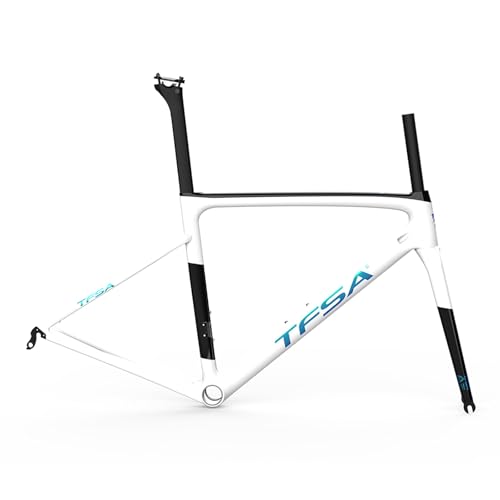 Gravel Rennrad-Rahmensatz Carbon 700C 44cm/49cm/52cm/54cm/56cm/58cm Scheibenbremse Rahmen Vorne 100/130mm Steckachsenrahmen Interne Verlegung Leichtgewicht(White 3,56cm) von CURBX