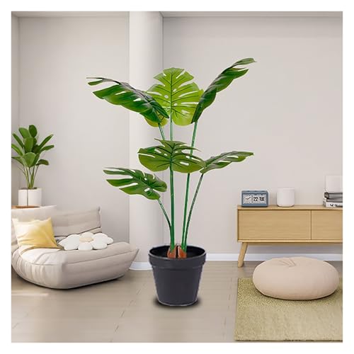 Kunstpflanze Monstera Mit Topf, Künstliche Pflanze Tropisch Grün Wie Echt, Immergrün Deko, Fake Pflanzen Für Badezimmer Büro Küche Zimmer(60cm/2ft) von CURBX