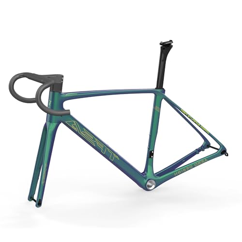 Rennrad-Rahmensatz 700C Carbon Rennrad-Rahmen 48cm 51cm 54cm 56CM Scheibenbremse Fahrradrahmen 12x100mm/12x142mm Steckachse Rahmen(Green 1,48cm) von CURBX