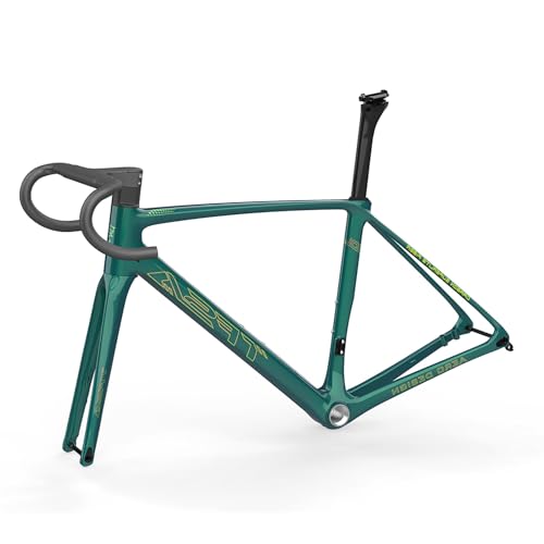 Rennrad-Rahmensatz 700C Carbon Rennrad-Rahmen 48cm 51cm 54cm 56CM Scheibenbremse Fahrradrahmen 12x100mm/12x142mm Steckachse Rahmen(Green 2,51cm) von CURBX