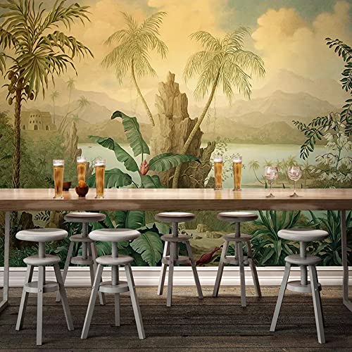 Customize Any Size 3D Wallpaper Art Wall Mural European Retro Landscape Oil Painting Banana Coconut Tree Wallpaper,350cmX245cm von CURISSA