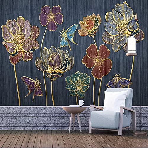 Passen Sie jede Größe an, moderne einfache Blumen-Tapete 3D-Pflanzen-Foto-Wandbilder Wohnzimmer Schlafzimmer Esszimmer Luxus-Heimdekoration, 250 cm x 175 cm von CURISSA