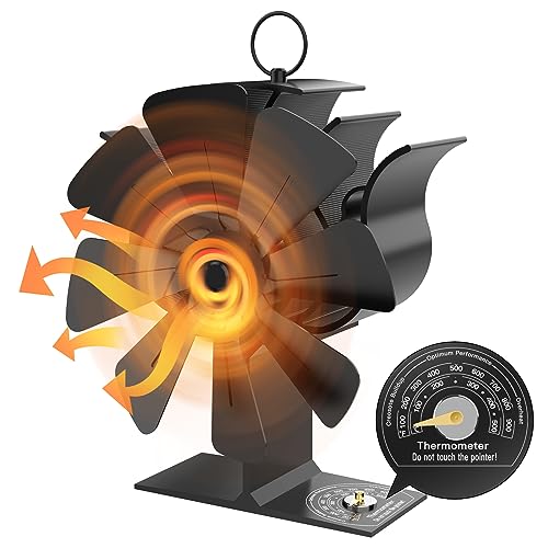 Kaminventilator, 8 Flügel Ofenventilator Ohne Strom, Kaminofen Ventilator für Holzofen, Leiser Betrieb, umweltfreundliche Umwälzung, Effiziente Wärmeverteilung für Holzbrenner und Kamin von CURV BAR