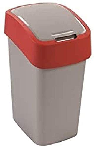 CURVER Abfalleimer „FLIP BIN“ 10L Abfalleimer, Silber/Rot, 18.9x23.5x35 von Curver