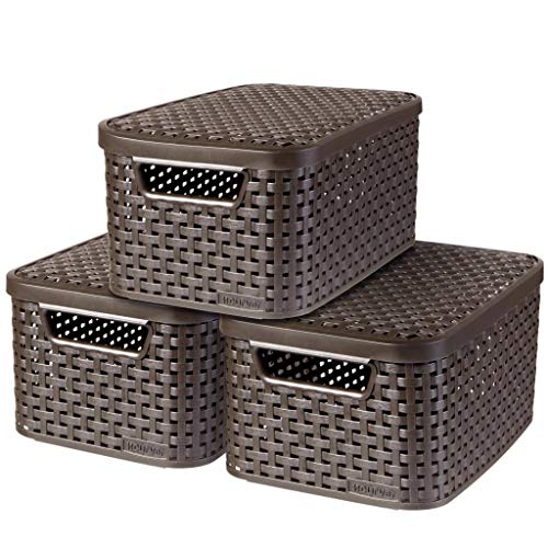 Curver STYLE BOX S mit Deckel, 3er-Set, dunkelbraun, 3x7L von Curver