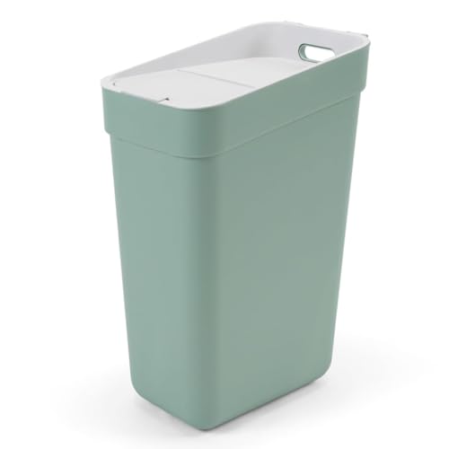 Curver Mülleimer Ready To Collect, 30 l, mit Wandhalterung, für Wand oder Tür, Küche, Badezimmer, Waschküche, 100% recycelt, Grün von Curver