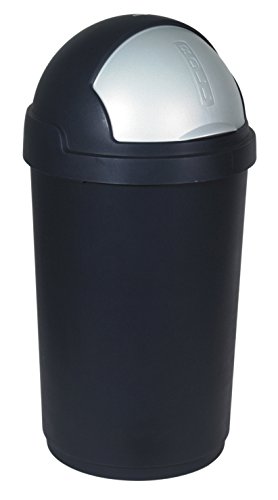 Curver Abfalleimer Roll-Top 50l in schwarz/Silber, Plastik, 35 x 25 x 10 cm von Curver