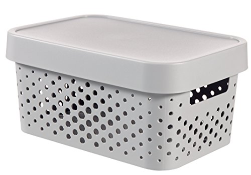 Curver Aufbewahrungsbox Infinity Punkte mit Deckel 4,5L in hellgrau, Plastik, 26.8x18.6x12.4 cm von Curver