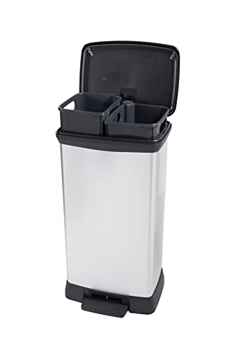 CURVER DECO DUO PEDAL BIN Abfalleimer, 23+23L, silber von Curver