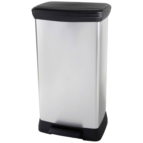 Curver Deco Bin metalics 254620 Mülleimer 46 l (B x H x T) 407 x 749 x 307 mm Silber, Schwarz 1 St. von Curver