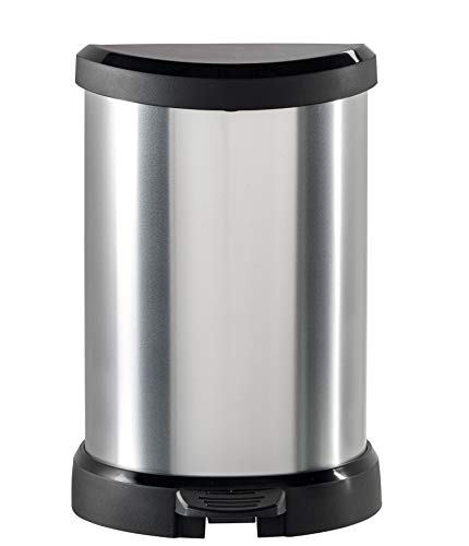Curver Decobin Metal Abfallbehälter Deco 20L in schwarz/Silber metallic, Plastik, 30.3 x 26.8 x 44.8 cm von Curver