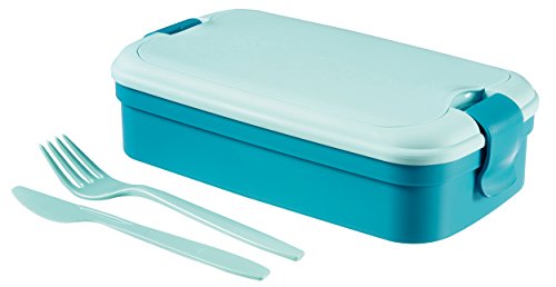 CURVER Lunchbox Lunch & Go inklusiv Besteck 23,5x13,5x6,3cm in blau, Plastik, 23.5 x 13.5 x 6.3 cm von Curver