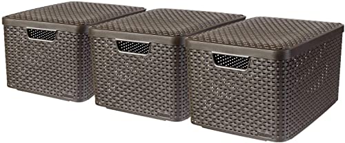 CURVER STYLE Box 3er Set S/M/L mit Deckel, dunkelbraun, 46,2 x 34,2 x 27,5 cm von Curver