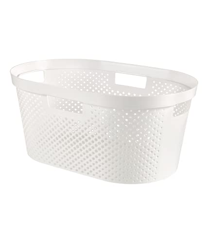 CURVER Wäschekorb Infinity mit Punktmuster 39l weiß, Plastik, 35 x 25 x 10 cm von Curver