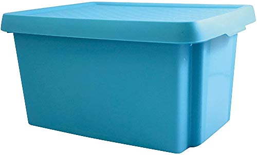 Curver 6302090 Essentials Aufbewahrungsbox, stapelbar, Kunststoff blau 39 x 30 x 21cm, 16 l von Curver