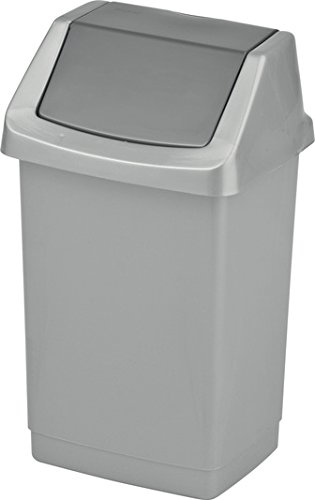 Curver Click-It Mehrzweck-Abfallbehälter Korb aus Kunststoff Silber (50 L) von Curver