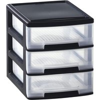 Schreibtisch-Schubladenbox Babel A4 3x5L Schwarz Transparent Curver Black and transparent von CURVER