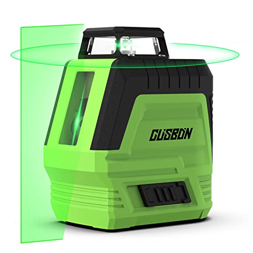 CUSBON Lasernivellier, Professional Kreuzlinienlaser mit Horizontale 360 Grad Linie(Selbstnivellierender, Grüner Laser, Laden über USB Typ C, Adapter, Schutztasche) für Innen- und Baustelle von CUSBON