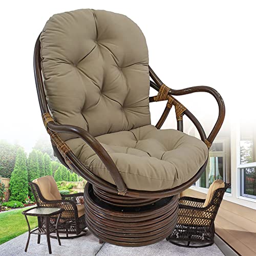 Dreh-Schaukelstuhl, Ersatzkissen, Möbel-Schaukelstuhl, Twill-Drehstuhl, Sitzkissen, weich, dick, waschbar, für Garten, Terrasse, Khaki, 60 x 120 cm Dreh-Schaukelstuhl, Ersatzkissen, Möbel-Schaukelstuhl, Twill-Drehstuhl, Sitzkissen, weich, dick, waschbar, für Garten, Terrasse, Khaki, 60 x 120 cm von CUSENA