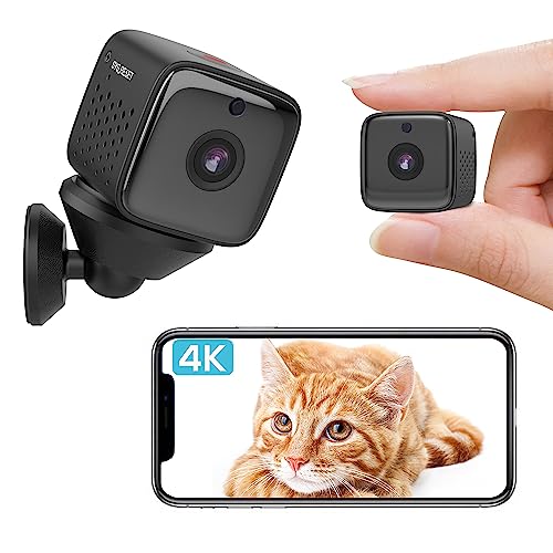 CUSFLYX [Neu] 4K Mini WiFi Kamera | Baby Haustier Überwachungskameras | 1000 Mah Eingebauter Akku | Auto Nachtsicht | Bewegungserkennung Alarmmeldung | Cloud/TF | App-Wiedergabeprüfung | Nur 2.4G von CUSFLYX