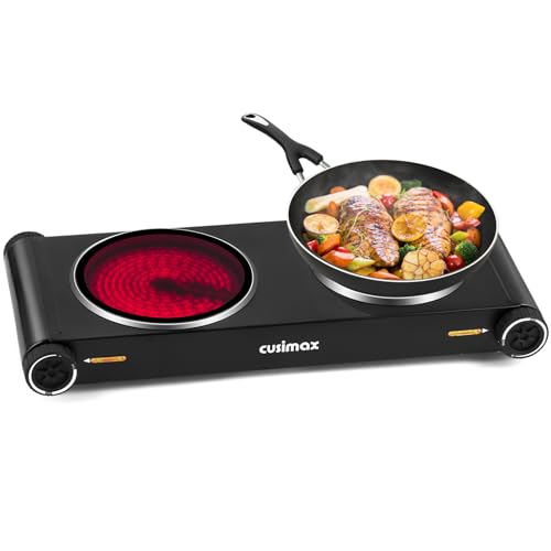 CUSIMAX kochplatte mit verdecktem Griff, 2400W doppelkochplatte mit 2 Thermostaten, Infrarot kochplatten 2er elektrisch tragbar für Küche, Büro oder Camping, Glaskeramik kochfeld und Edelstahlgehäuse CUSIMAX kochplatte mit verdecktem Griff, 2400W doppelkochplatte mit 2 Thermostaten, Infrarot kochplatten 2er elektrisch tragbar für Küche, Büro oder Camping, Glaskeramik kochfeld und Edelstahlgehäuse von CUSIMAX
