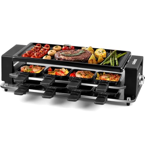 CUSIMAX Raclette Grill, Steuerung Partygrill für 8 Personen, Antihaftbeschichtung Grillplatte, Stufenlos Regulierbare Temperatur, 8 Mini Pfännchen und Holzspatel CUSIMAX Raclette Grill, Steuerung Partygrill für 8 Personen, Antihaftbeschichtung Grillplatte, Stufenlos Regulierbare Temperatur, 8 Mini Pfännchen und Holzspatel von CUSIMAX