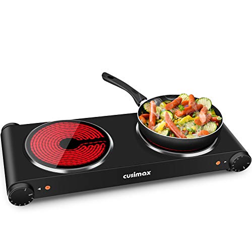 CUSIMAX Infrarot kochplatte 2er 1200W+1200W elektrisch herdplatte aus Glaskeramik, Tragbares doppel kochfelder mit Temperaturregelung für Outdoor/Indoor Use, für alle Topfarten, schwarzer Edelstahl CUSIMAX Infrarot kochplatte 2er 1200W+1200W elektrisch herdplatte aus Glaskeramik, Tragbares doppel kochfelder mit Temperaturregelung für Outdoor/Indoor Use, für alle Topfarten, schwarzer Edelstahl von CUSIMAX