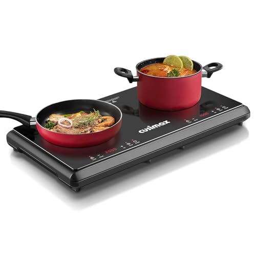 Kochplatte,CUSIMAX 3500W Infrarot Doppelkochplatte,Edelstahl kochplatten 2er elektrisch mit LED Display,Timer,Touch-Steuerung,Kindersicherung,Schwarz Glaskeramik Kochplatte Burner von CUSIMAX