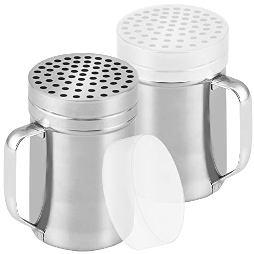 CUSINIUM Parmesan-Käsestreuer aus Metall mit großen Löchern, mit Griff, Chiliflocken-Spender, Pizza-Shaker, 2 Stück, Stil: grob von CUSINIUM