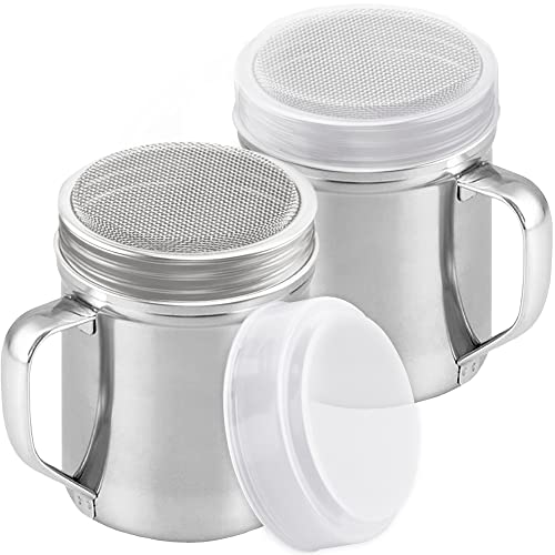 CUSINIUM Puderzuckerstreuer – mit Griff – Zimtstreuer für Kaffee-Bar – feinmaschiger Dredge – 284 ml, 2 Stück | Stil: fein von CUSINIUM