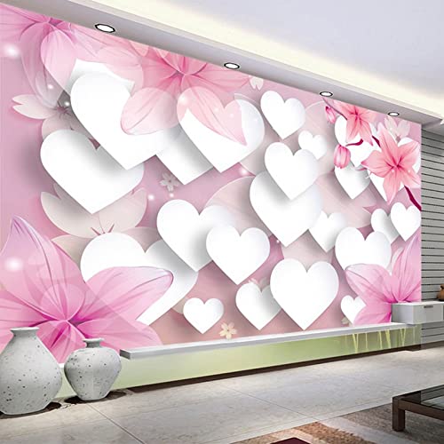 CUSMA 3D-Tapete Fototapete romantische rosa Herzen Wohnzimmer Schlafzimmer Wohnkultur von CUSMA