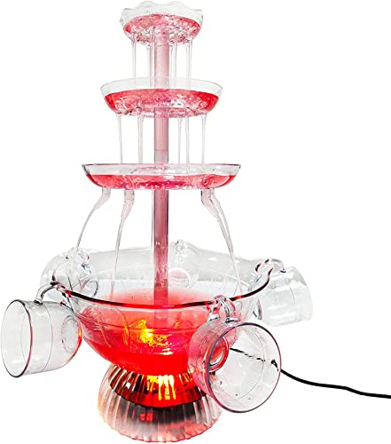 CUSMA Party Getränkebrunnen, 3-Stufiger Trinkbrunnen, LED-Beleuchteter Sockel, Inklusive 5 Wiederverwendbarer Becher, 1,5 Gallonen, Einfach Zu Montieren von CUSMA