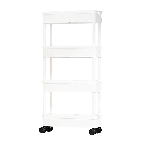 CUSROS 4 Tier Slim Storage Cart with Wheels, Utility Rolling Storage Cart, Bathroom Organizer, Kitchen Storage Cart, Mobile Storage Shelves, Shelf Units Cart for Narrow Places White von CUSROS