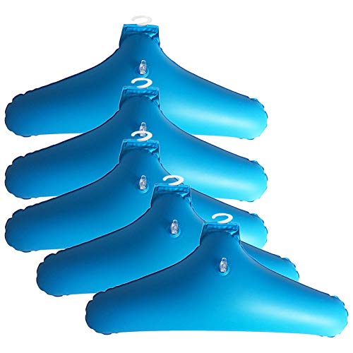 CUSROS 5-teilige Kleiderbügel Kleiderbügelhaken Organizer Rack Wäscheklammern, PVC Aufblasbarer Faltbarer Kleiderbügelhalter Rutschfester Tragbarer Kleiderhalter Blau Einheitsgröße von CUSROS
